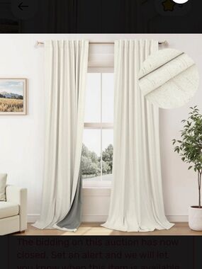 Linen-Textured Ivory Curtain Panels - Set of 2
